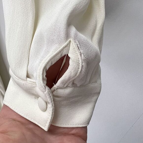 Karina Grimaldi Jack Solid Mini Dress Ivory White Long Sleeve Keyhole Size M - Picture 15 of 15